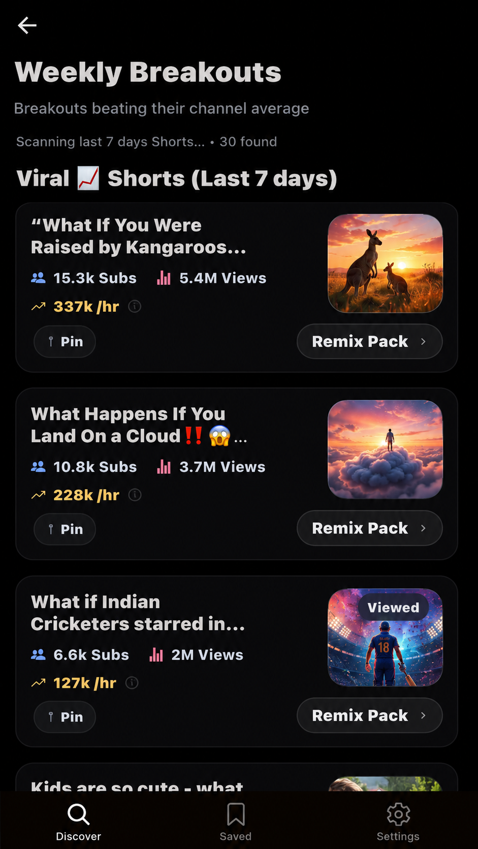 TrendMeld Trending Now screen